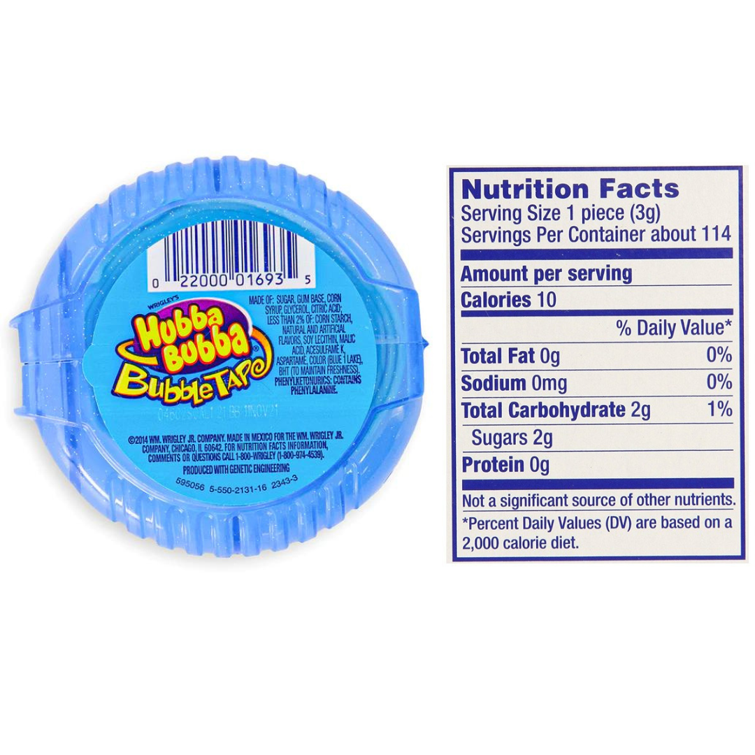Hubba Bubba Bubble Tape Sour Blue Raspberry (2oz) Sugarush