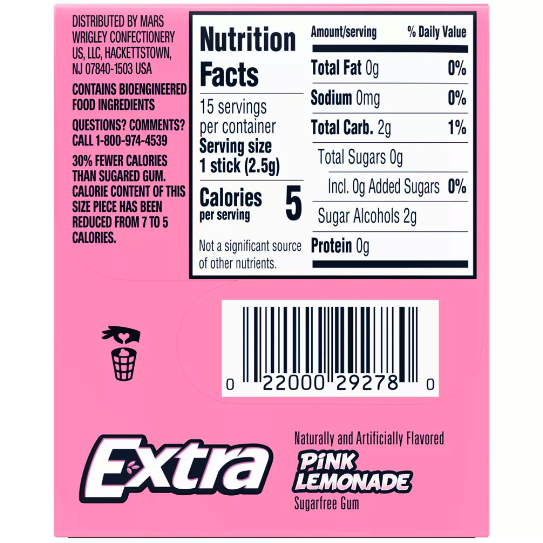 Extra Pink Lemonade Gum (1.43oz)