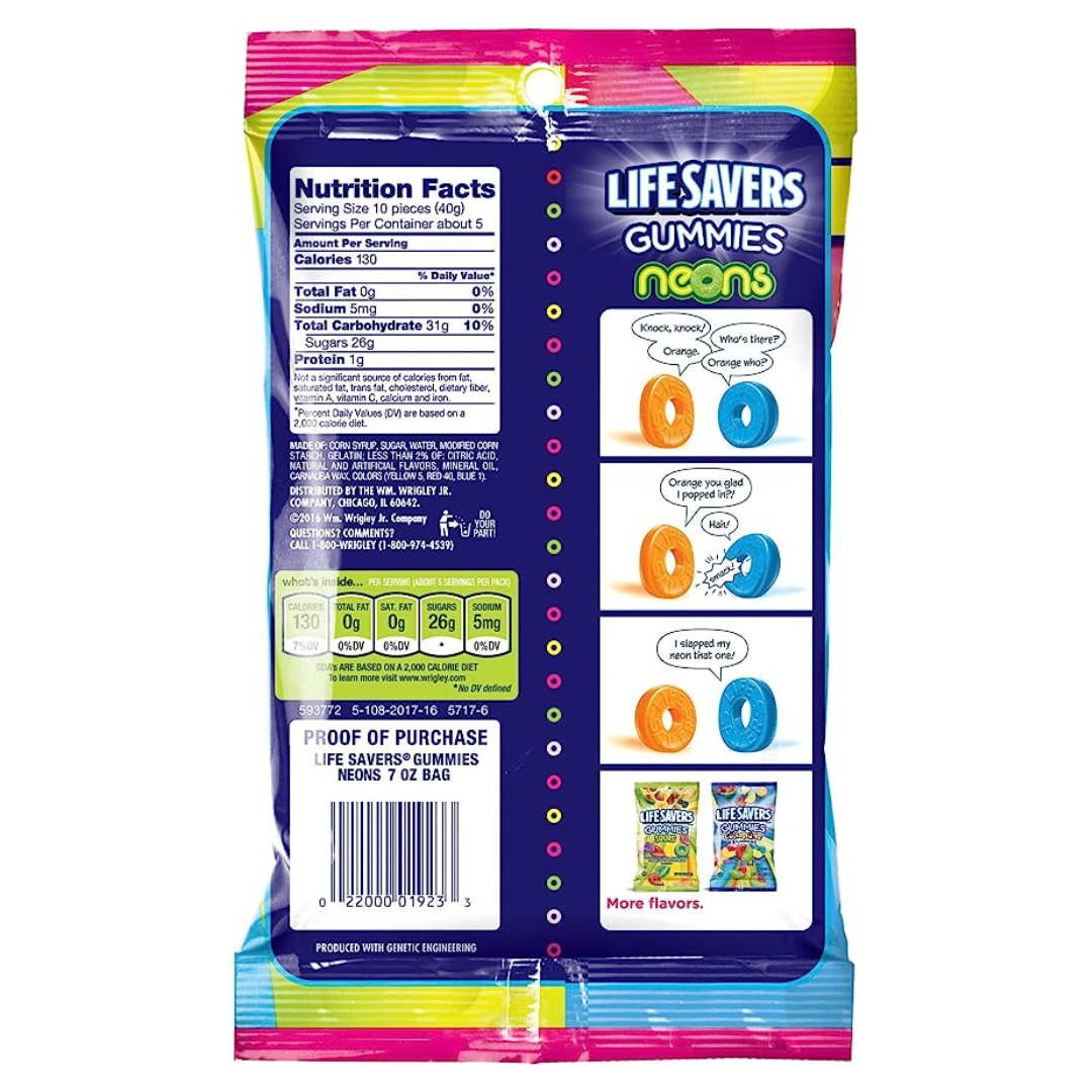 Life Savers Neons Gummies Peg Bag (7oz)