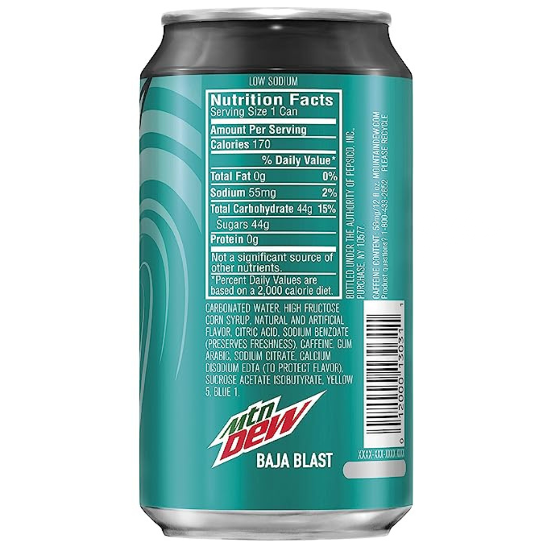 Mountain Dew Baja Blast Can (12oz) Secondary image