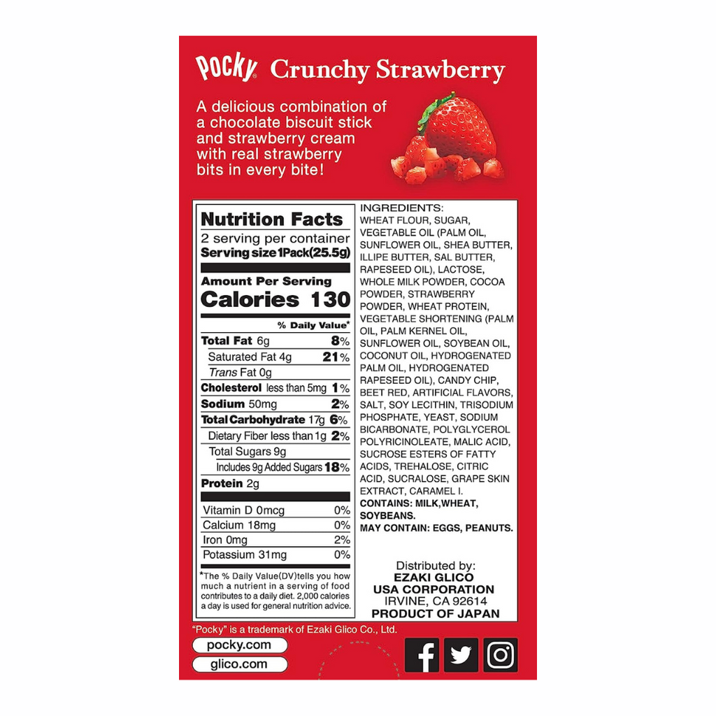 Pocky Crunchy Strawberry Biscuit Sticks (1.8oz)