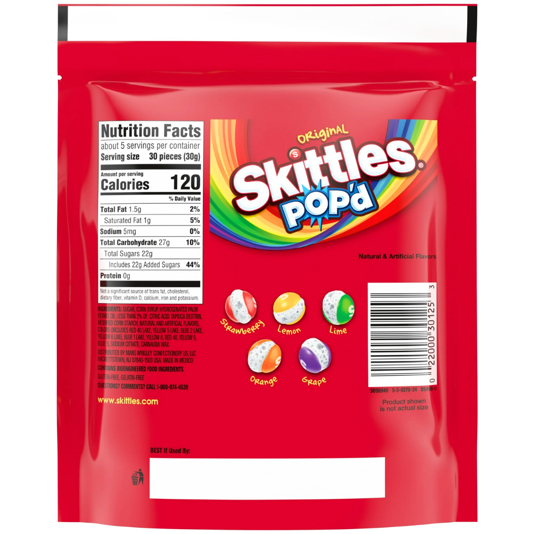 Skittles Original Pop'd Freeze Dried Candy (5.5oz)