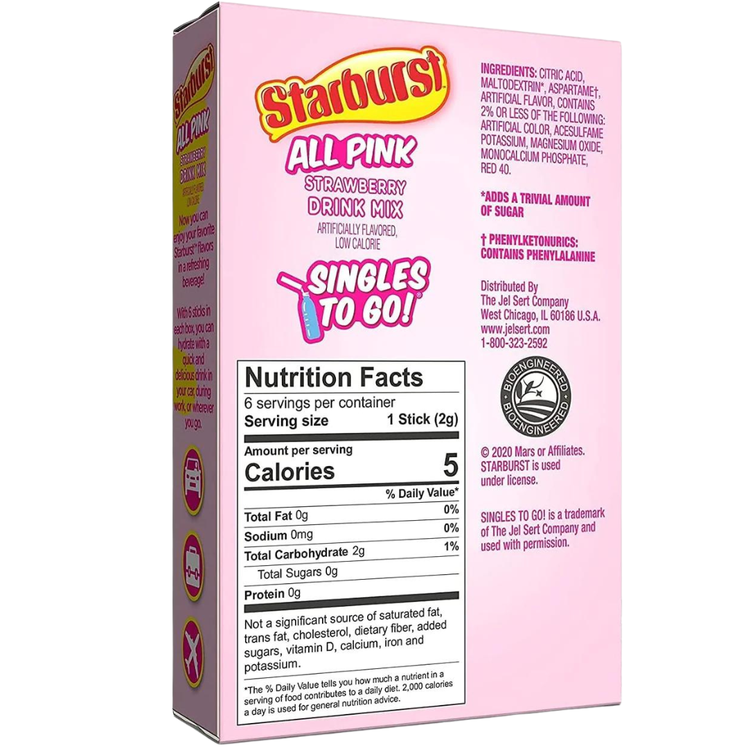 Starburst All Pink Drink Mix Singles To Go (0.43oz) Secondary image