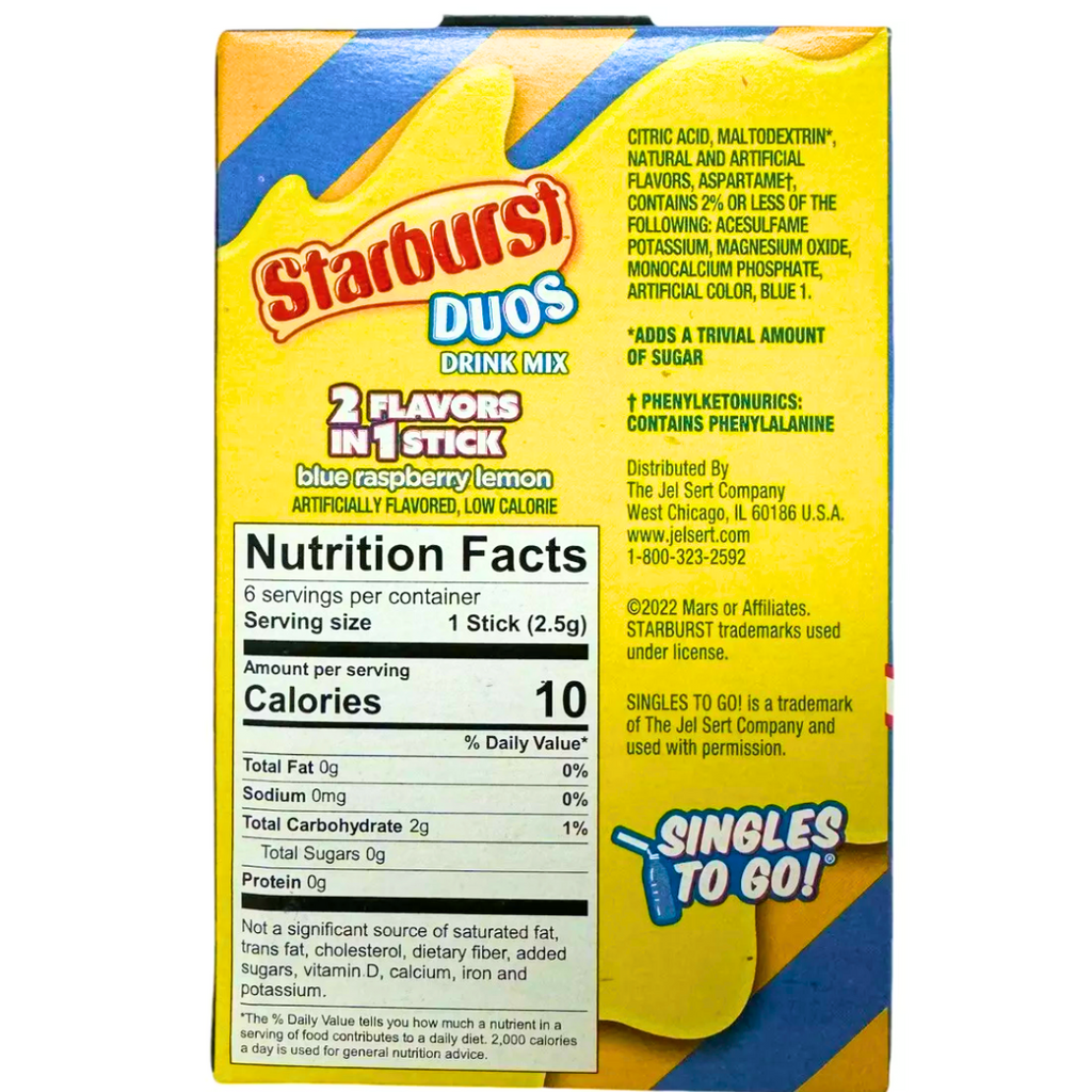 Starburst Duos Drink Mix Singles To Go (0.58oz)