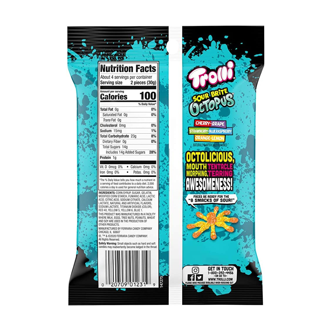 Trolli Sour Brite Octopus Peg Bag (5oz)