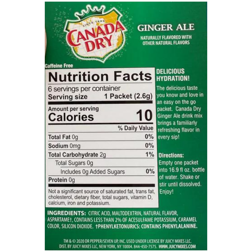 Canada Dry Ginger Ale Drink Mix Singles To Go (0.54oz) – Sugarush