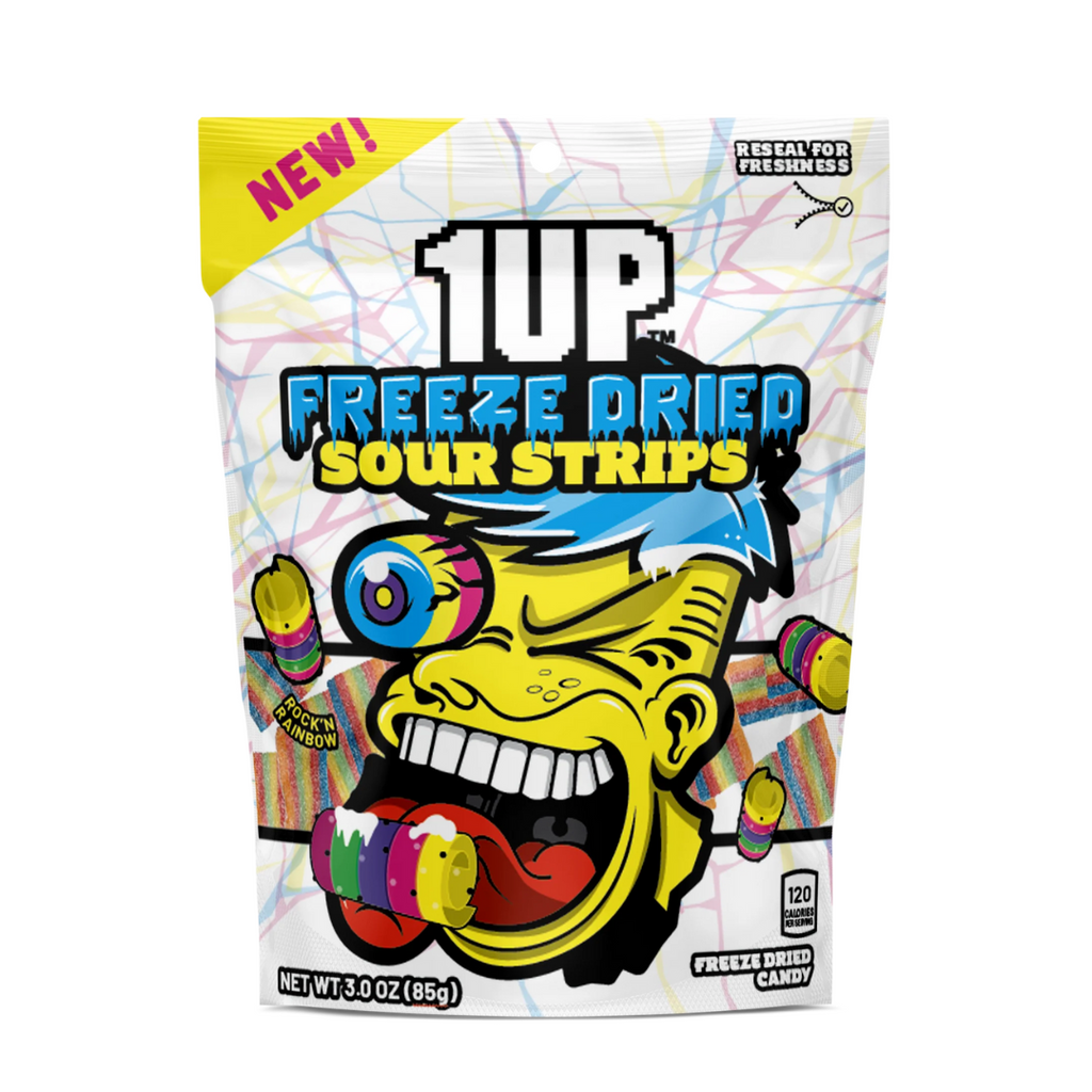 1Up Freeze Dried Rock' N Rainbow Sour Strips (3oz)