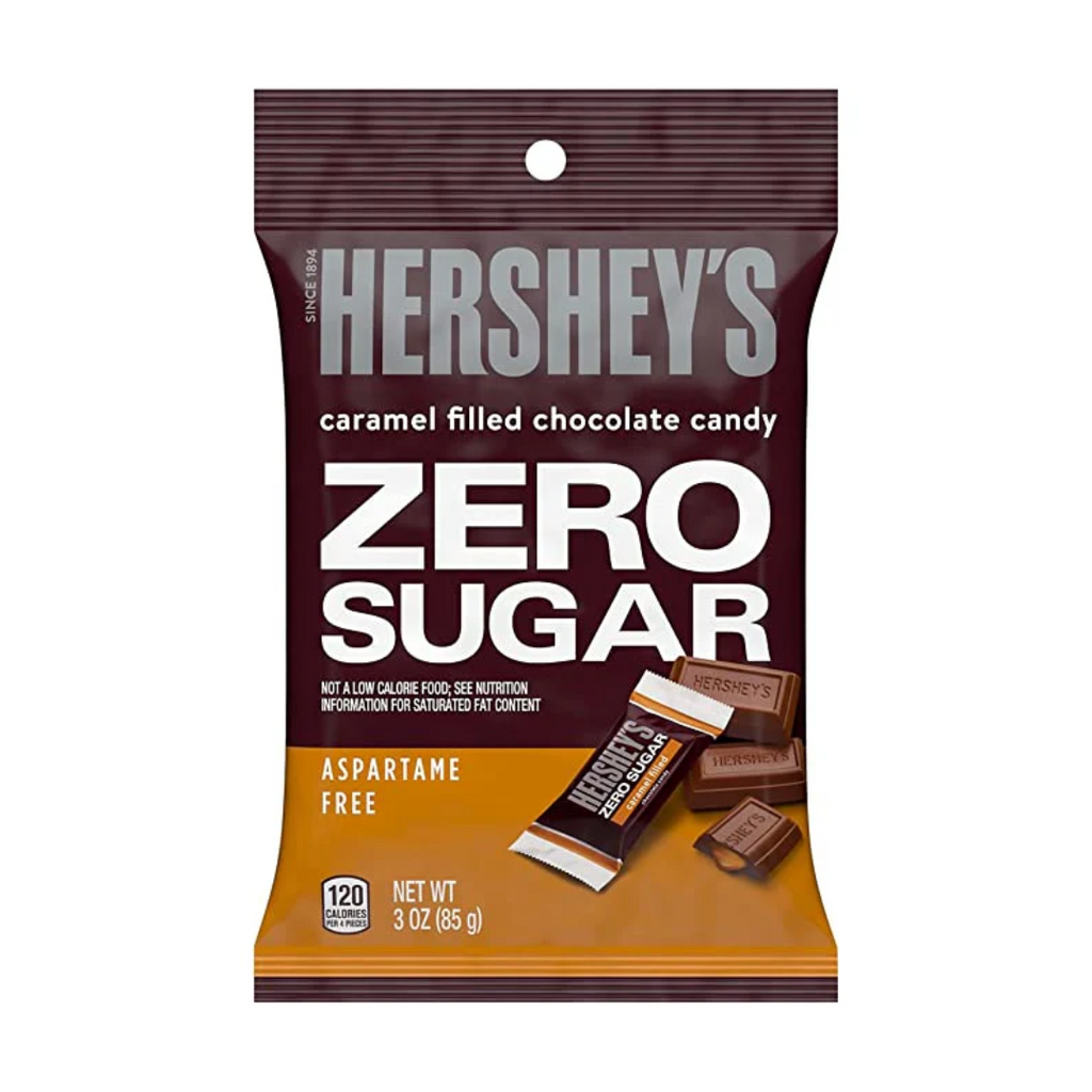 Hershey's Zero Sugar Caramel Filled Chocolate Peg Bag (3oz)