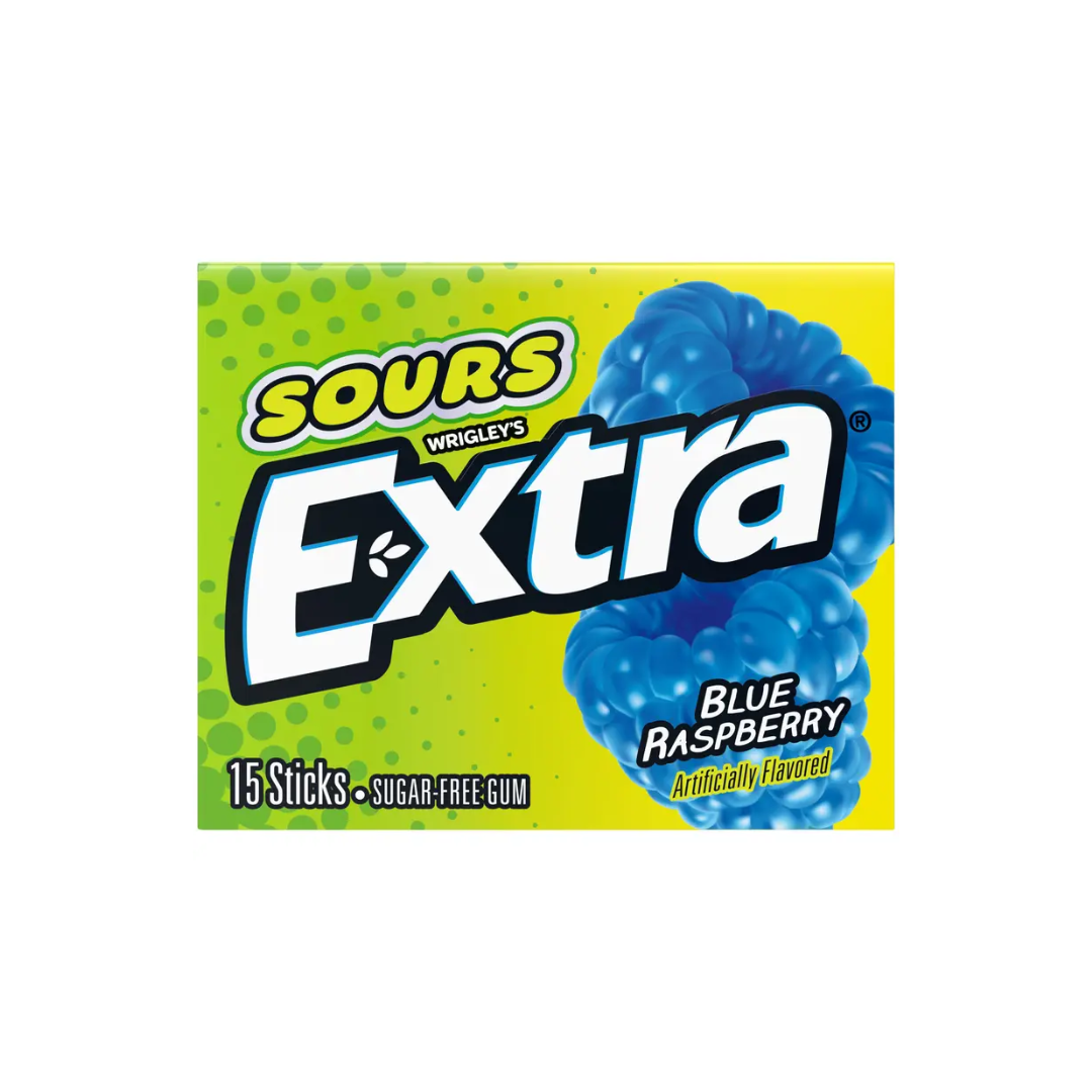 Extra Sours Blue Raspberry Gum (1.32oz)