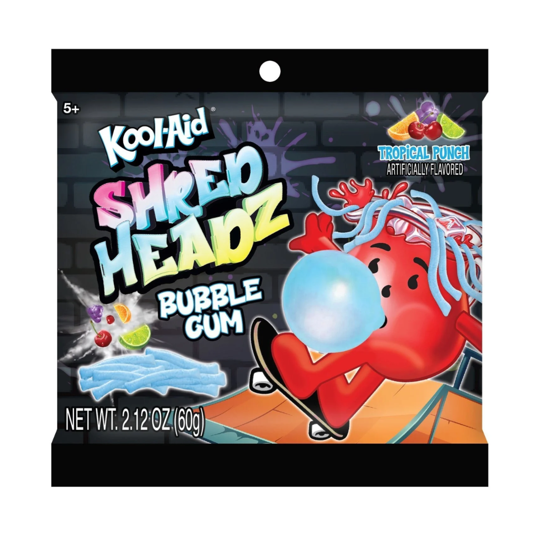 Kool-Aid Shred Headz Tropical Punch Bubble Gum (2.12oz)
