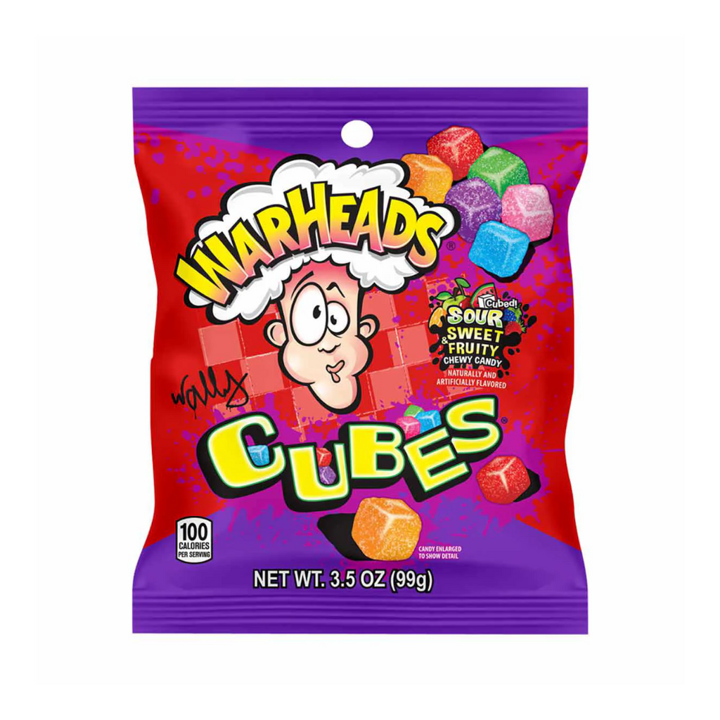 Warheads Sour Sweet & Fruity Cubes Peg Bag (3.5oz)