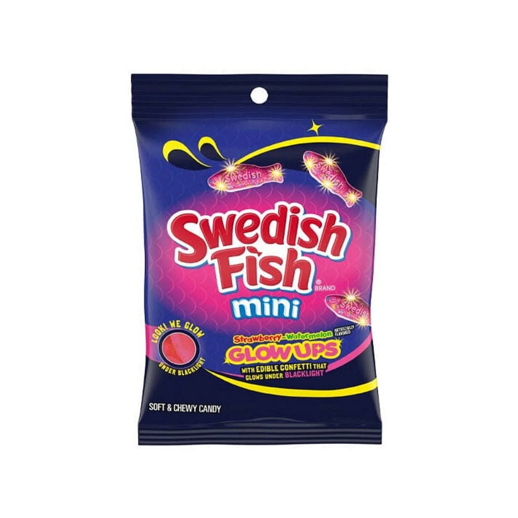 Swedish Fish Mini Strawberry And Watermelon Glow Ups Peg Bag (3.08oz)