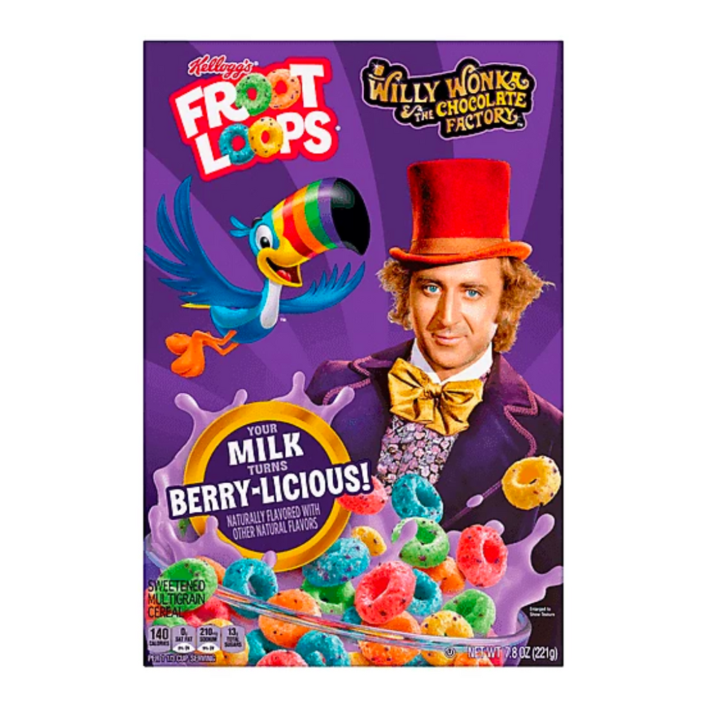 Froot Loops Willy Wonka Berry-Licious Family Size Cereal Box (12.3oz)