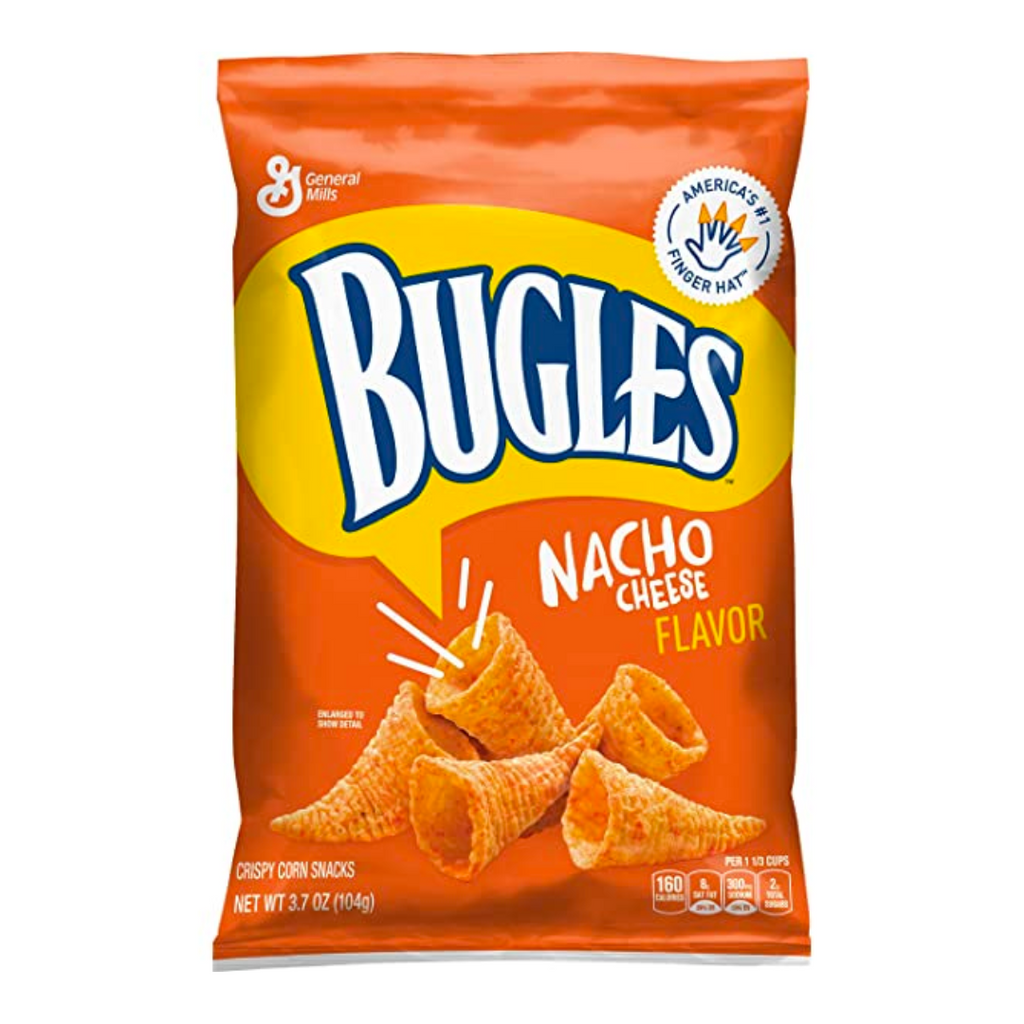 Bugles Nacho Cheese Flavoured Crispy Corn Snacks (3oz)