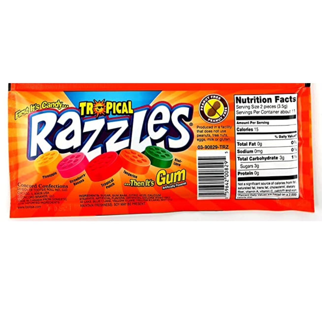 Razzles Tropical Gum (1.4oz)