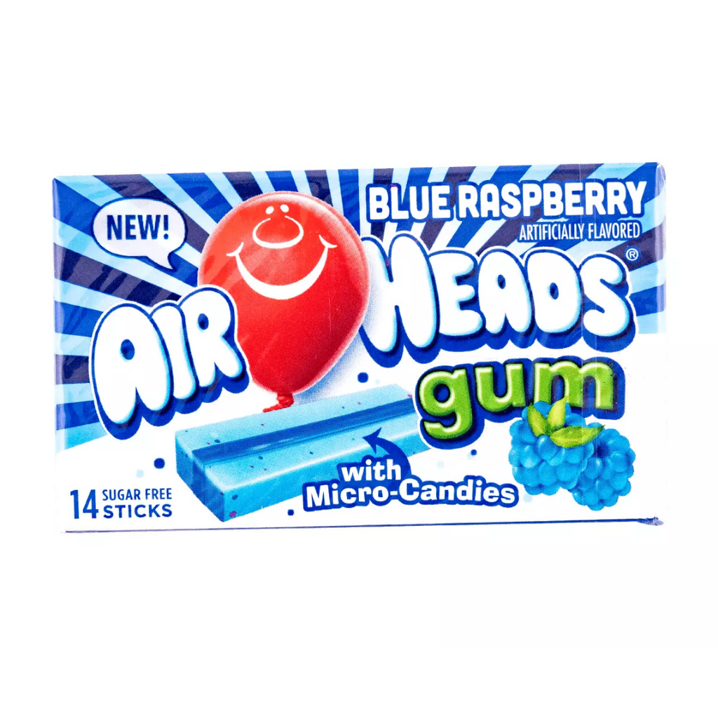 New Airheads Blue Raspberry Gum with Micro Candies 